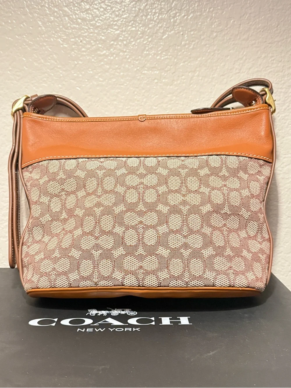 Coach Andie Shoulder Bag - Burnished Amber / Signature Jacquard Cocoa - Brass